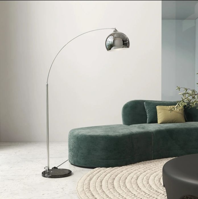Lampa stojąca regulowana, obrotowa, chrom, marmurowa podstawa