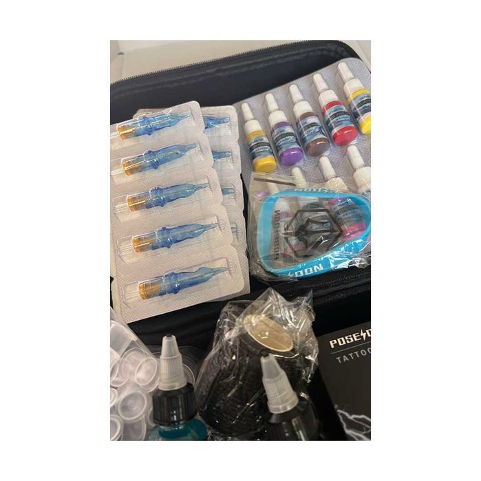 Kit de Tatuagem POSEIDON Wireless Pen Flash – Estojo Completo – Tintas + Cartuchos - Envio Gratis
