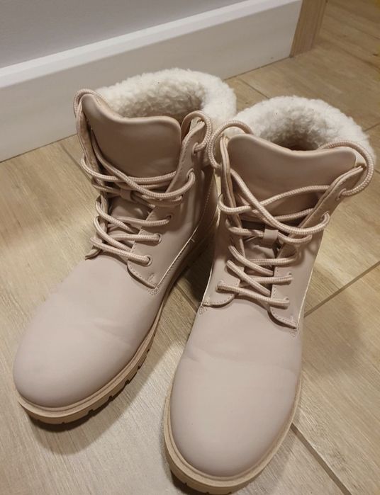 Botki workery pudrowy róż r.40 jak nowe
