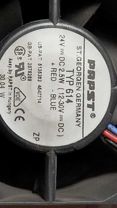 вентилятор Ebmpast, Delta 24В 0,17А 2,5 Вт 60х60х25 мм