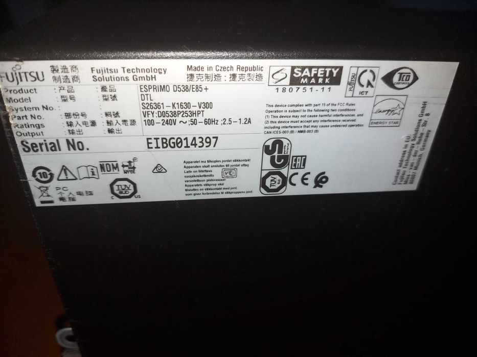 Fujitsu ESPRIMO D538 DDR4-SDRAM i5-9400 SFF 9th gen 512 GB SSD  8 GB