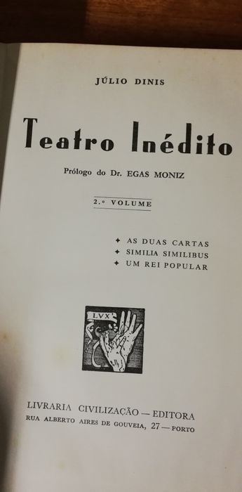 Livros Júlio Dinis Teatro Inédito vol 1, 2 e 3