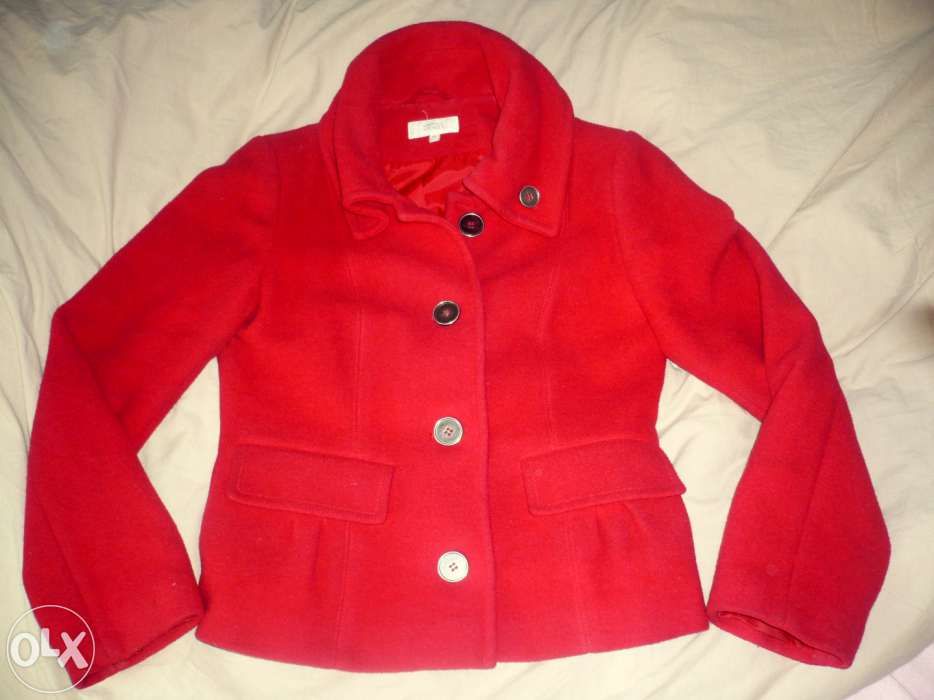 Płaszcz kurtka Marks&Spencer r.10 (38) wełna czerwony - SUPER!