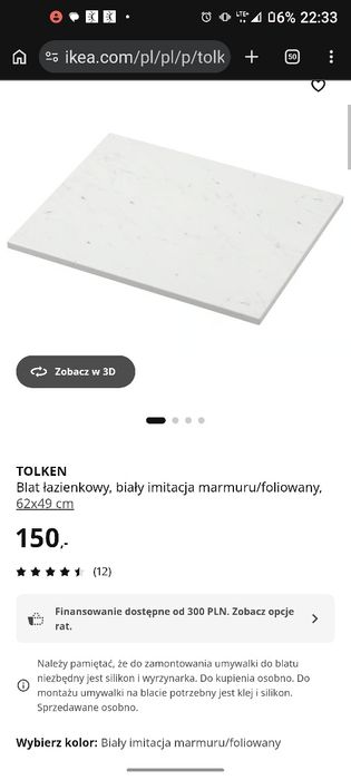 Szafka Ikea ÄNGSJÖN 60 blat gratis