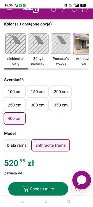 Markiza na balkon