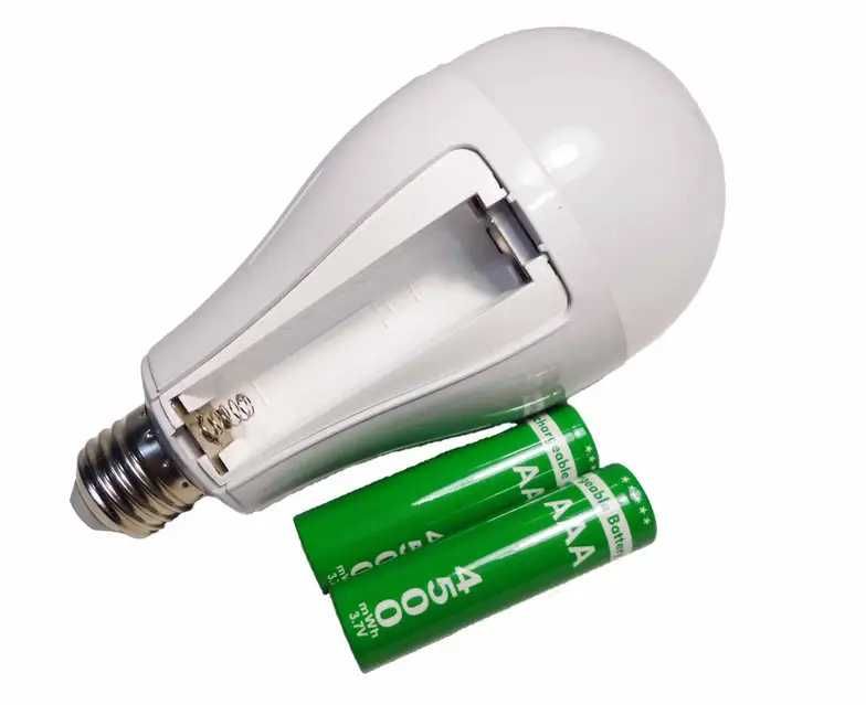 LED Лампочка с аккумулятором 2 x 18650 15w E27 6 ч без электрики