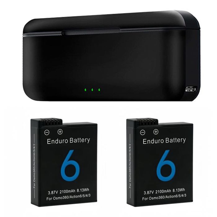 Комплект для DJI OSMO 360/Action 6/5Pro/4/3 – два АКБ і зарядне
