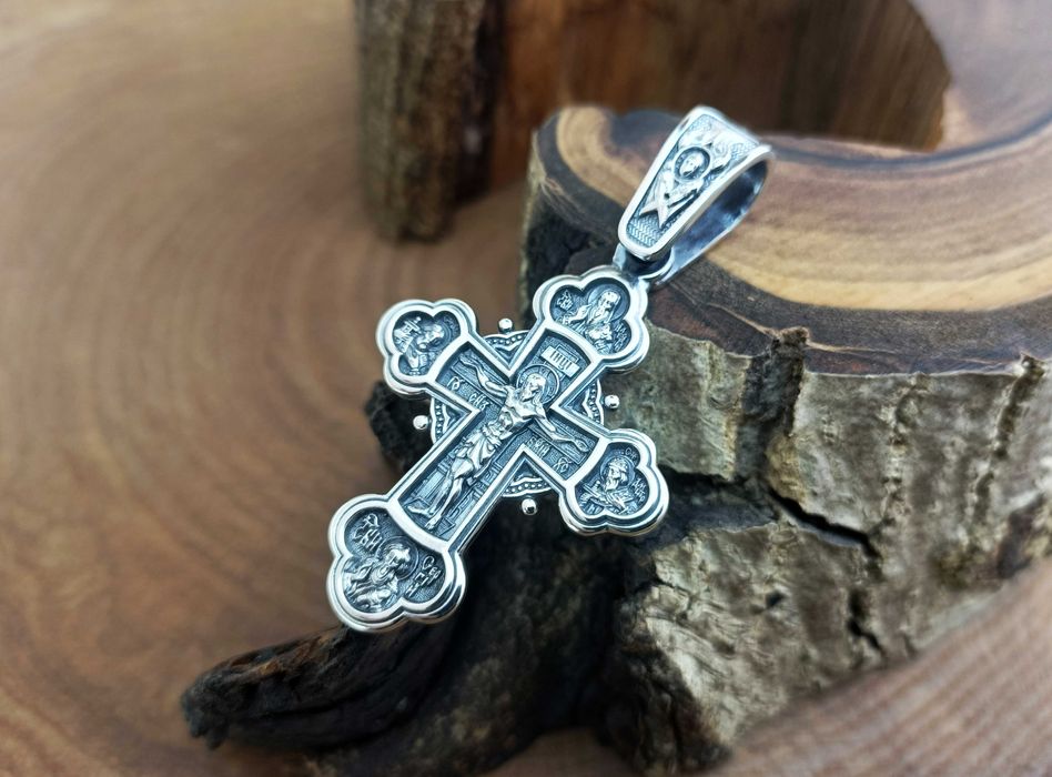 Срібний хрест Архангел Міхаїл. Серебряный крест с Архангелом Михаилом