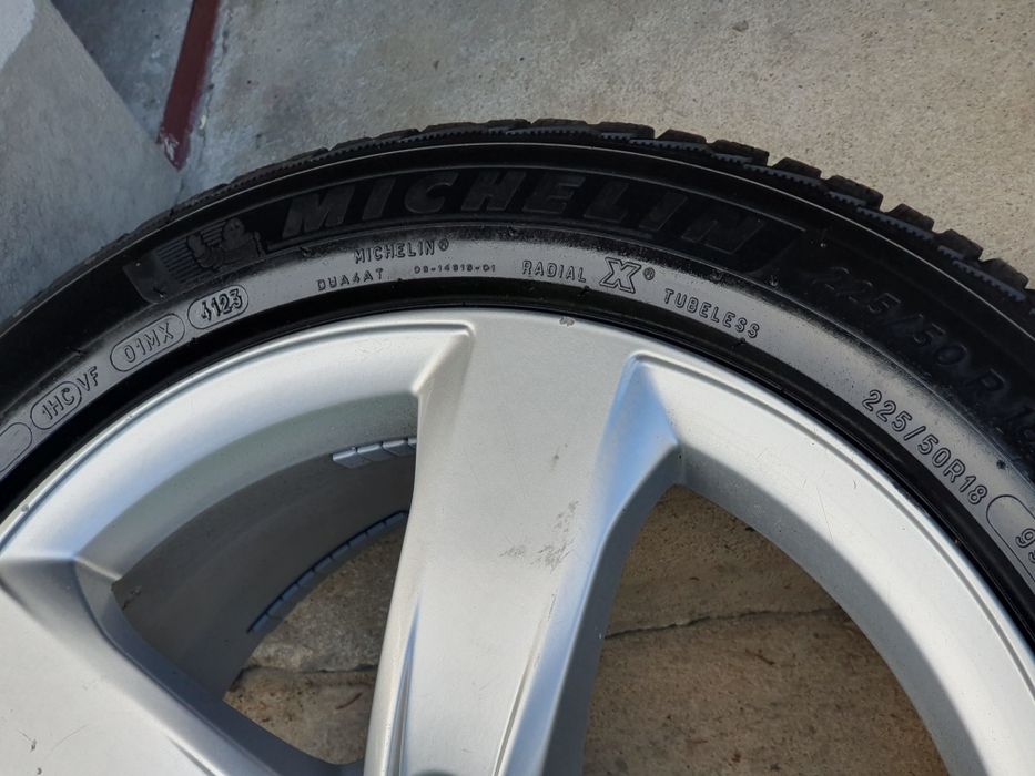 4x koła zima Audi A6 18" 7.5Jx18H2 ET37, 225/50R18 99V Michelin Pilot Alpin 5, 7,3mm 2023r.