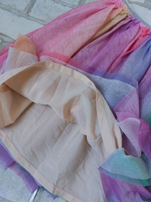 Нарядная юбка пачка радужная на девочку с фатина