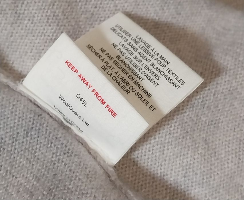 VoolOvers ponczo jasnoszare kaszmir 100%