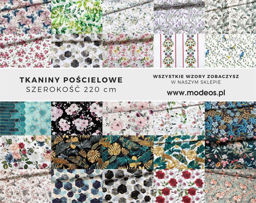 Tkaniny bawełniane pościelowe szerokość 220 cm 100% bawełna na metry