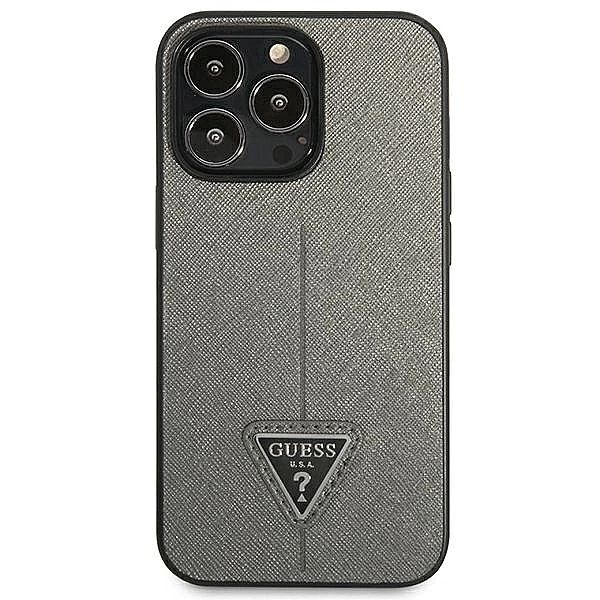 Etui Guess Saffiano Triangle Logo na iPhone 13 Pro / 13/6,1" - srebrne