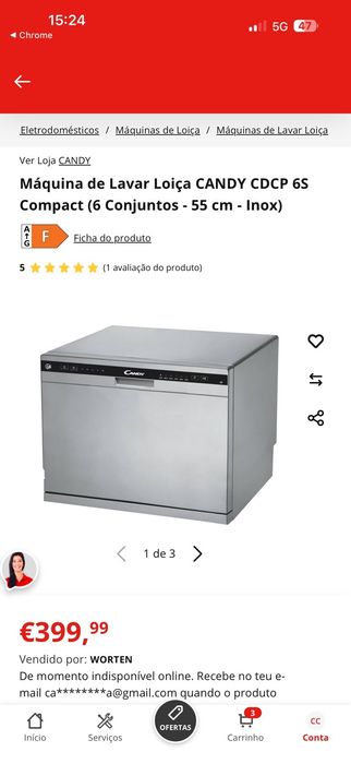 vendo maquina de lavar loiça candy como nova