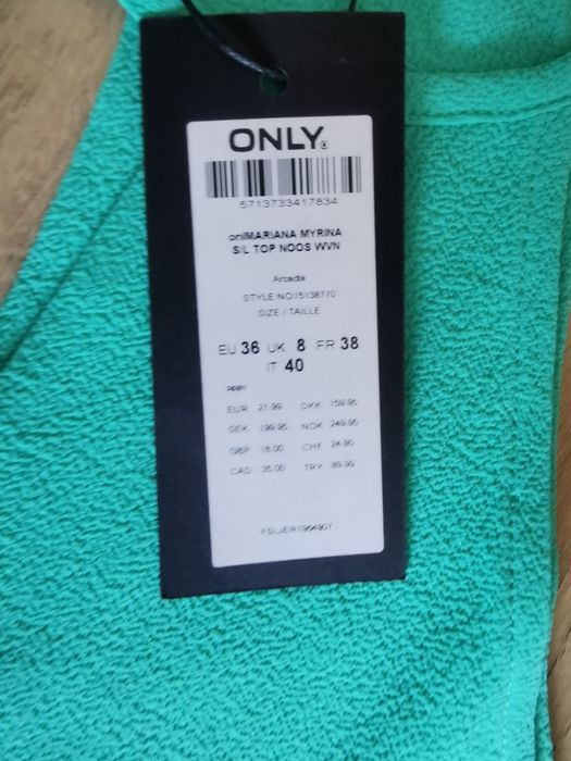 ONLY elegancka zielona bluzka damska rozm 36