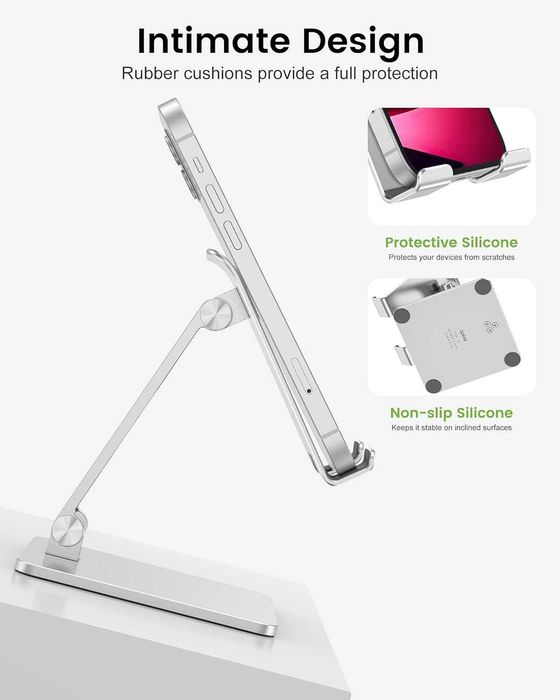 Suporte em metal rebatível para tablets e telemóveis,