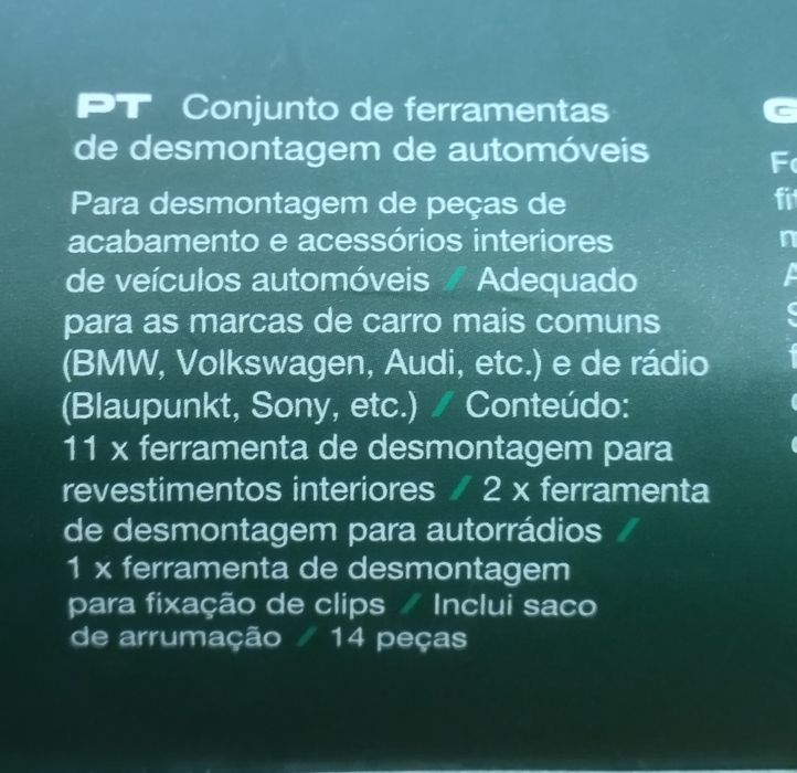 Conjunto de ferramentas de desmontagem automóvel Parkside