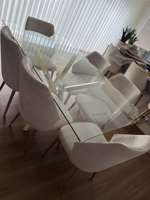 Mesa jantar pé dourado