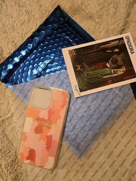 Etui na iPhone Spadiora beżowe beż pomarańczowe pomarańcz