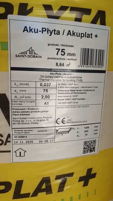Isover akuplat+ 75mm Aku-plyta