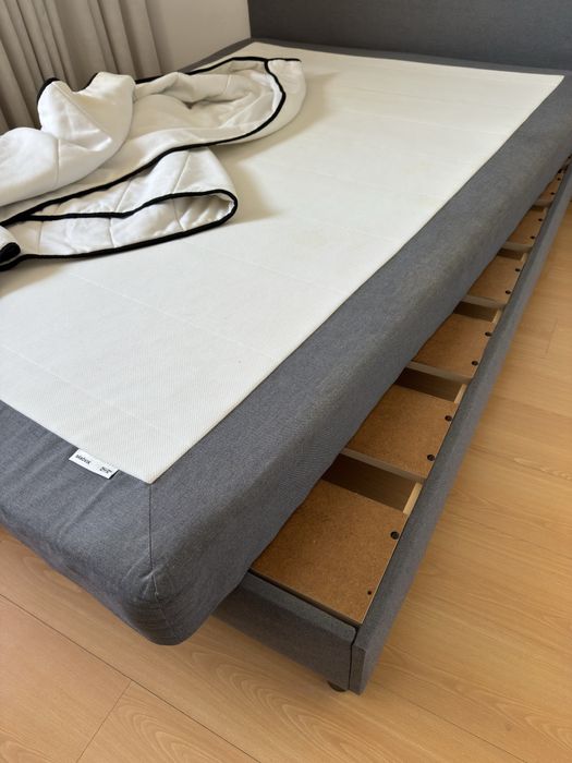 SÄBÖVIK Divan bed, firm/Vissle grey, 140x200 cm,+ colchão e capa