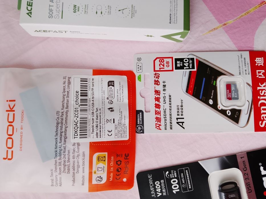 Флешка USB, mcsd 128gb, кабель, картридер