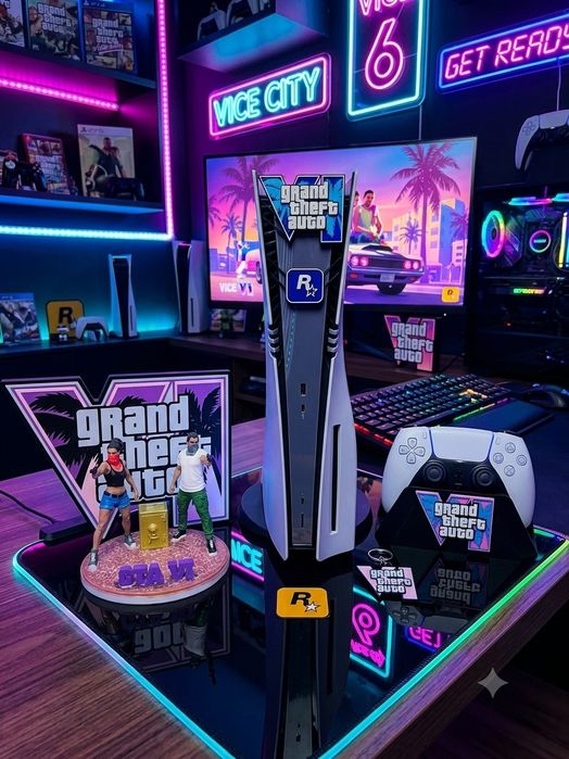Kit de Personalização Setup Gamer PS5 - Tema GTA VI (ou Tema À Escolha!)