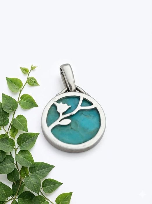 Srebrna zawieszka z turkusem, srebro, turkus