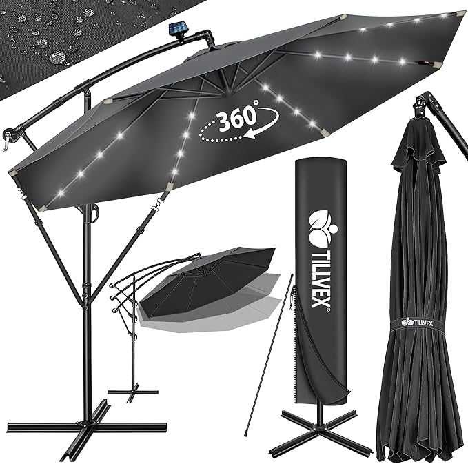 Nowy parasol ogrodowy z oświetleniem / LED / solar / KESSER !8854!