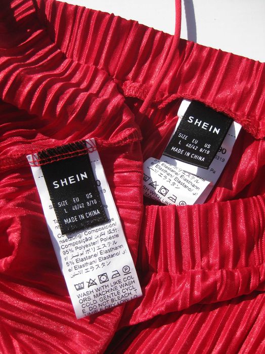 Красный летний костюм плиссе топ и брюки Shein M L
