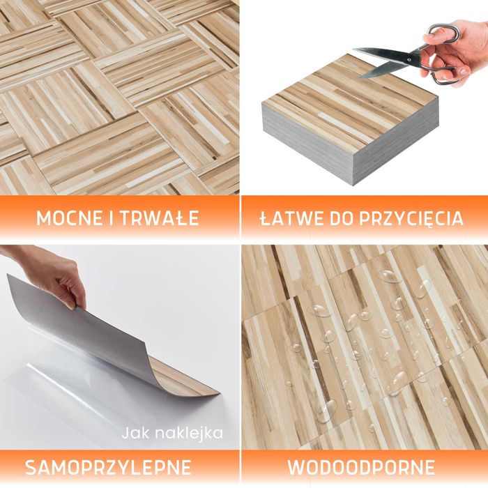 Płytki Winylowe Samoprzylepne 1 SZTUKA SŁONECZNY PARKIET Panel Kafle