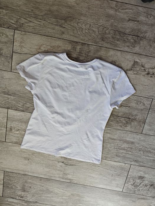 Biała koszulka h&m L Basic top gładki