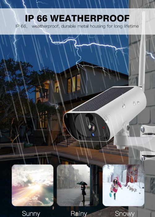 Camera Bateria + Painel Solar WIFI Autónoma Prova de Agua 1080P NOVA