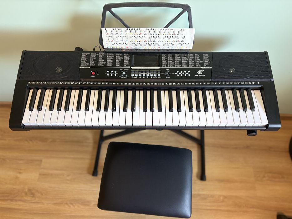 Keyboard Pianino Organy MK-2102 USB Duży zestaw STATYW SIEDZISKO NAKLEJKI