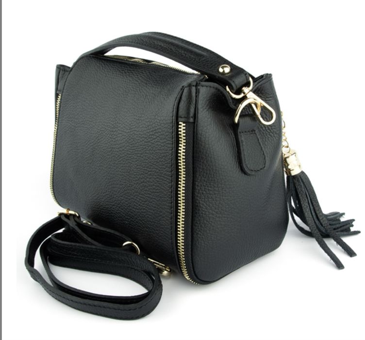 Сумка шкіряна біла бежева чорна Італія Мягкая сумка кожаная через плеч