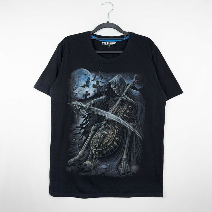Fashion T-shirt Ceifeiro Esqueleto Violoncelo M Goth