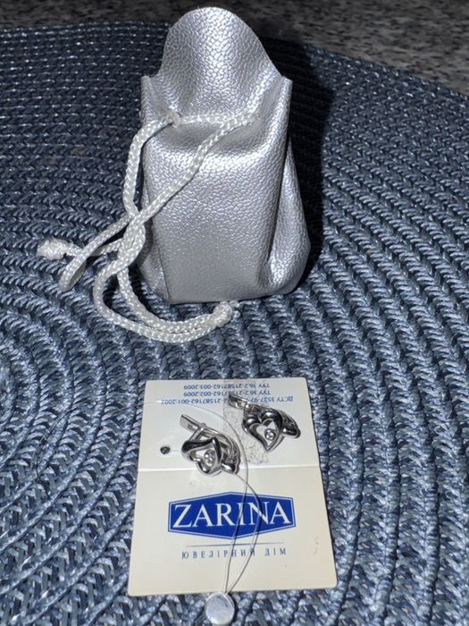 Сережки дитячі біле золото з фіанітом