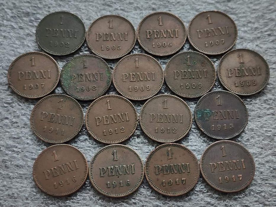 Мідні колекційні монети. 1 пенні. 1902-1917рр. 17 штук.  Одним лотом!