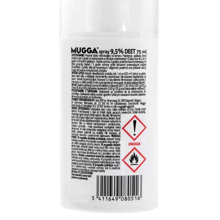 Środek na owady Mugga 9,5% DEET Spray 75 ml