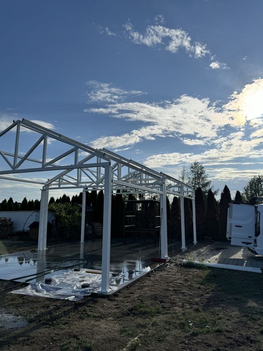 Hala magazyn garaż konstrukcja kratownica dźwigary słupy 8x12x4 laser