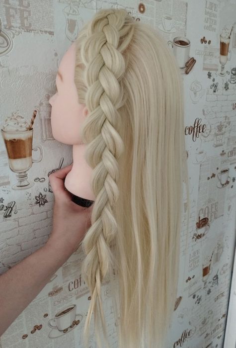 Навчальна голова манекен для плетіння волосся, біла, 45 см