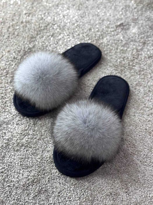 Тапки тапочки капці з хутром паркетні паркетки с пушком песцом с мехом
