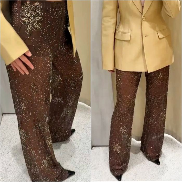 Коричневi напiвпрозорi штани Zara.