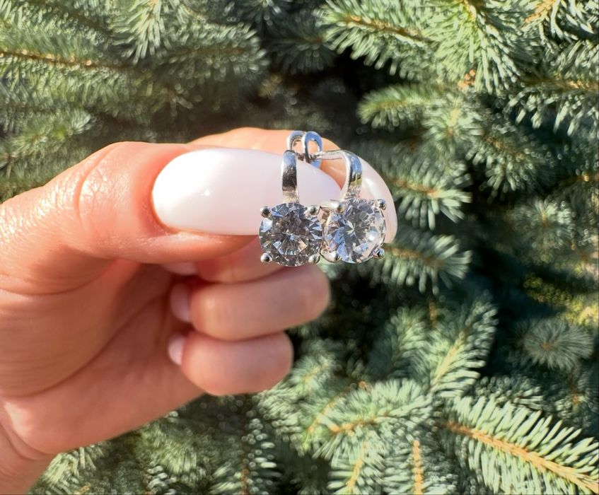 Срібні сережки з цирконом,925 проба