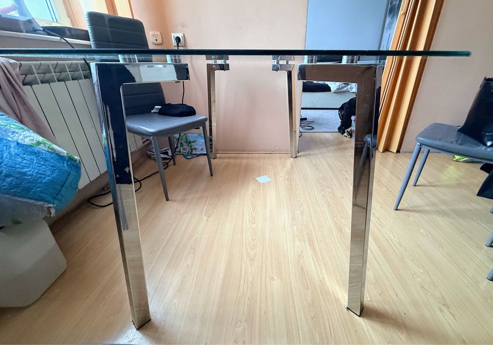 Stolik szklany 140x80 + 6 krzeseł