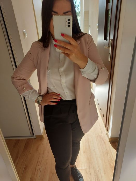 Marynarka ZARA 36 elegancka pudrowy róż basic