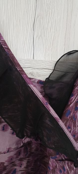 Slip dress sukienka bieliźniana halka fiolet tiul rozcięcie z boku M