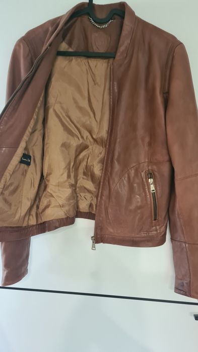 Massimo Dutti kurtka skóra naturalna  ramoneska brąz