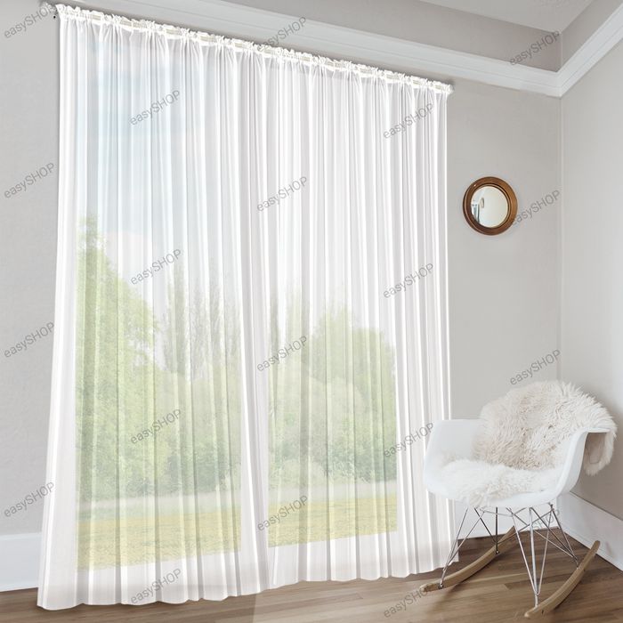 2 gotowe firany 250x145 białe na taśmie