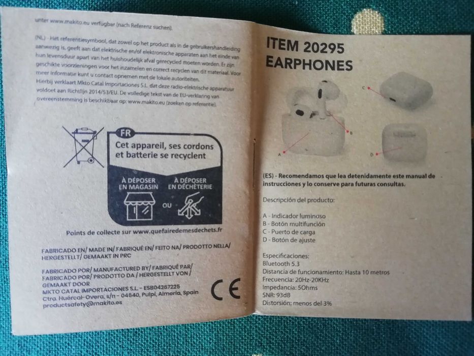 Item 20295 Earphones Auriculares Novos.